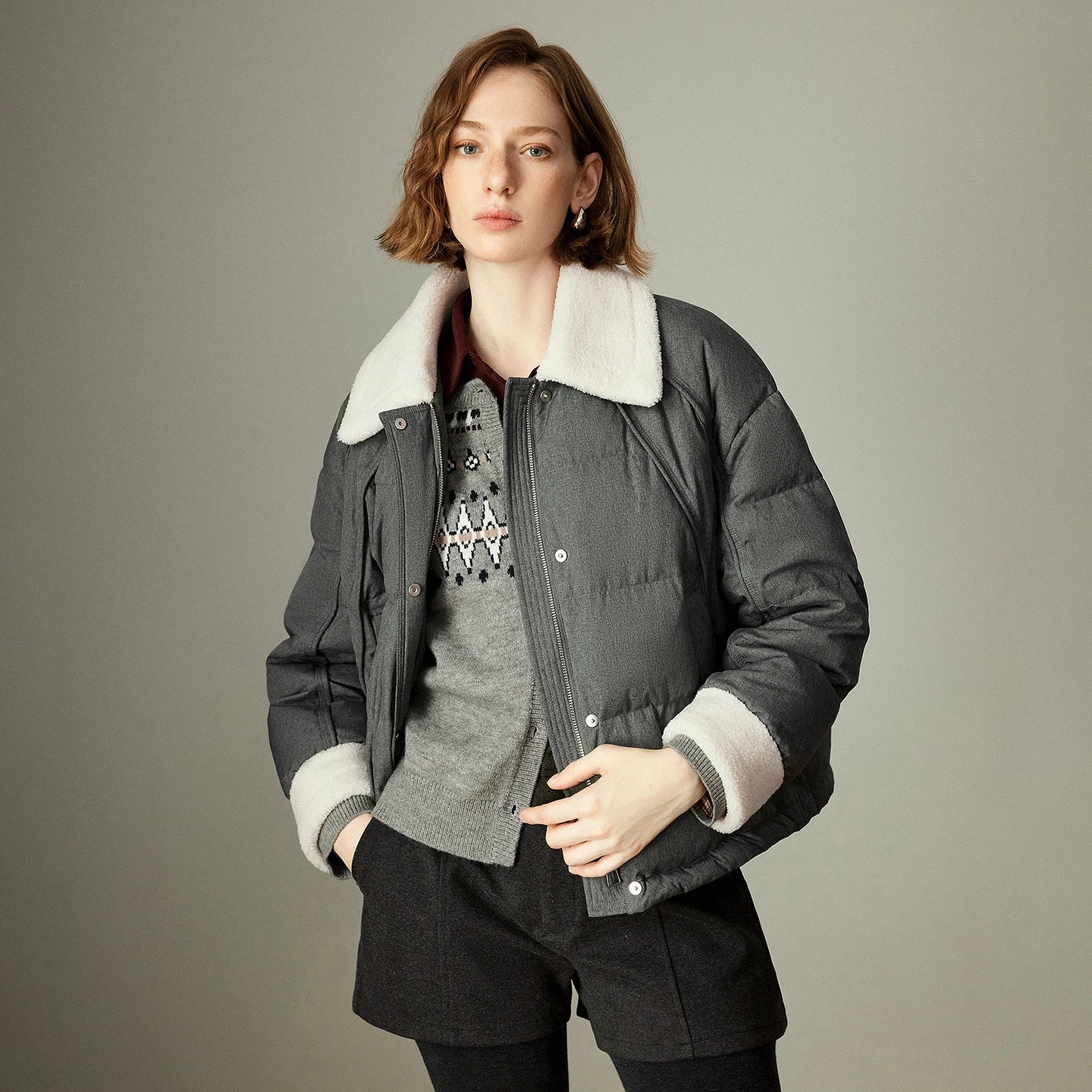 Doudoune Femme –Duvet, Design Color-block, Coupe Loose Chaude et Élégante