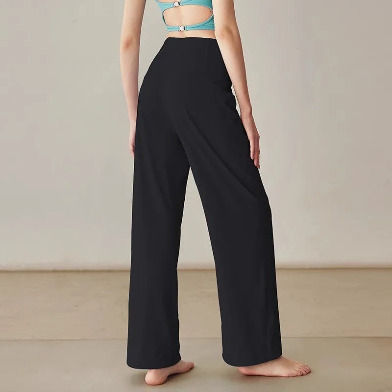 Pantalon de yoga femme taille haute extensible avec poches