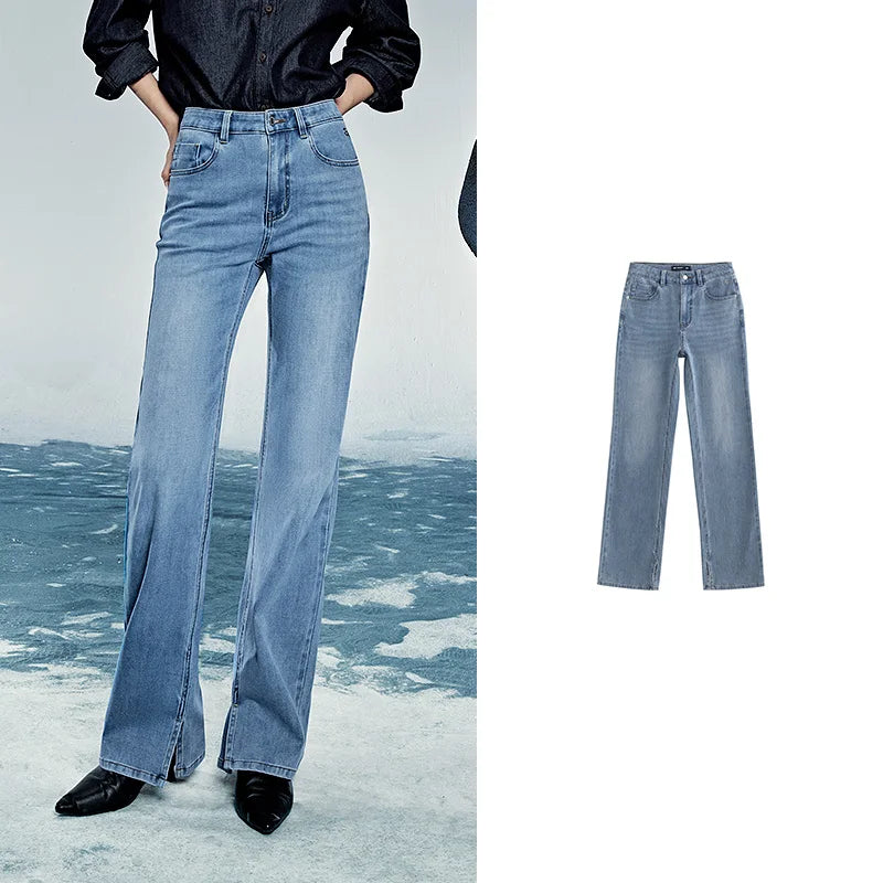 Jean femme taille basse coupe slim haute élasticité