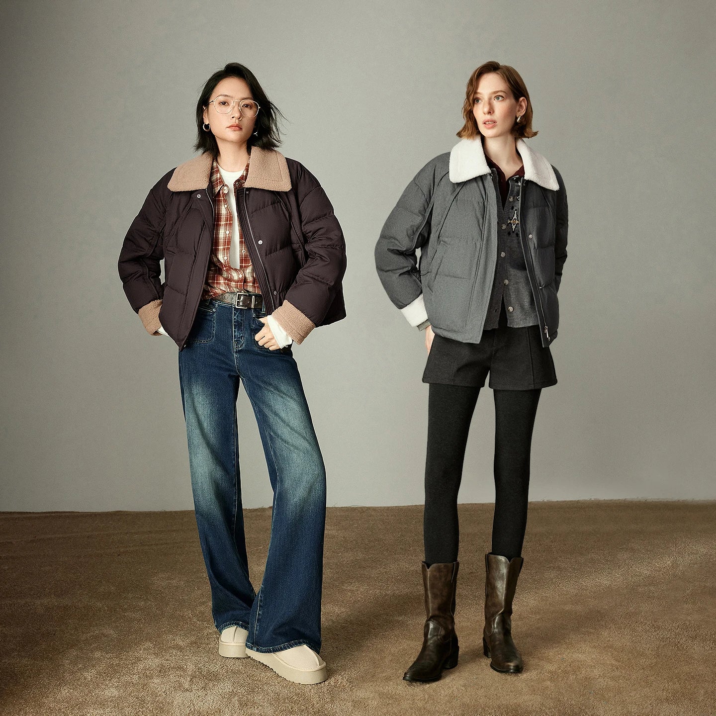 Doudoune Femme –Duvet, Design Color-block, Coupe Loose Chaude et Élégante