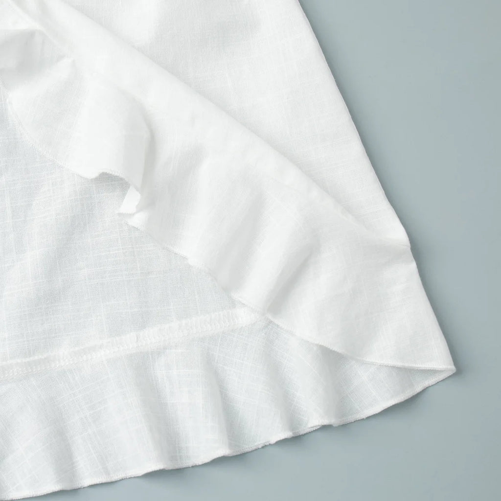Robe chemise courte femme à revers et laçage, style vacances