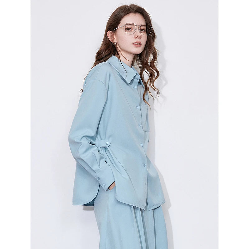 Chemise femme à manches longues et poches – coupe loose