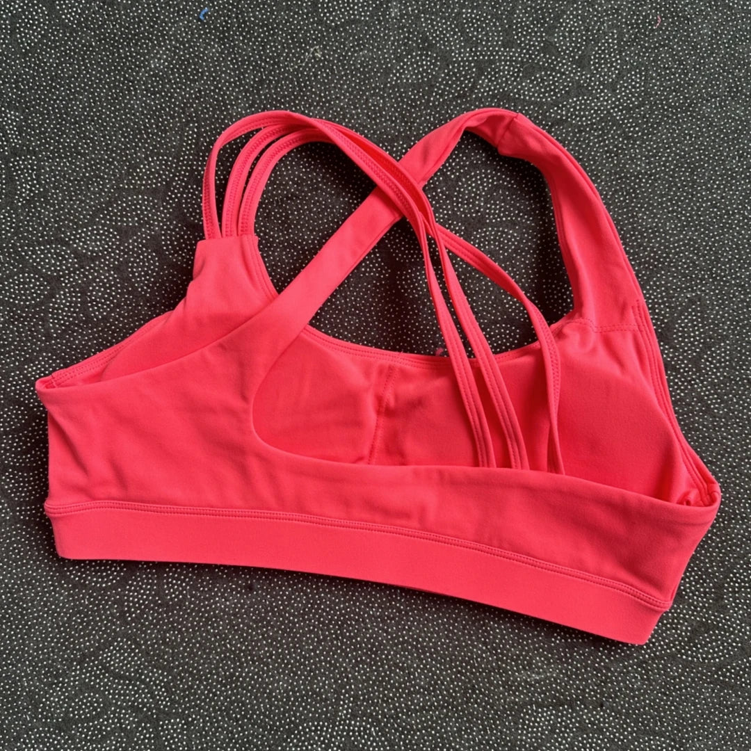 Brassière de sport croisée dos nageur, maintien fort, coques amovibles