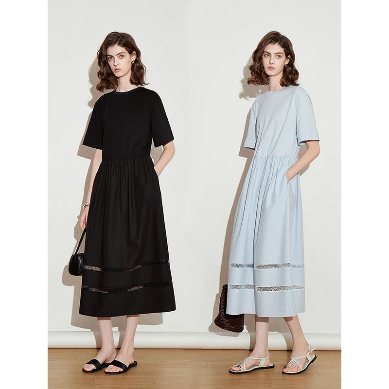 Elegant women's spring dress with a chic and feminine flowing cut