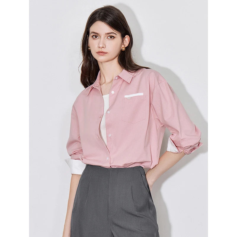 Chemise femme unie à poches