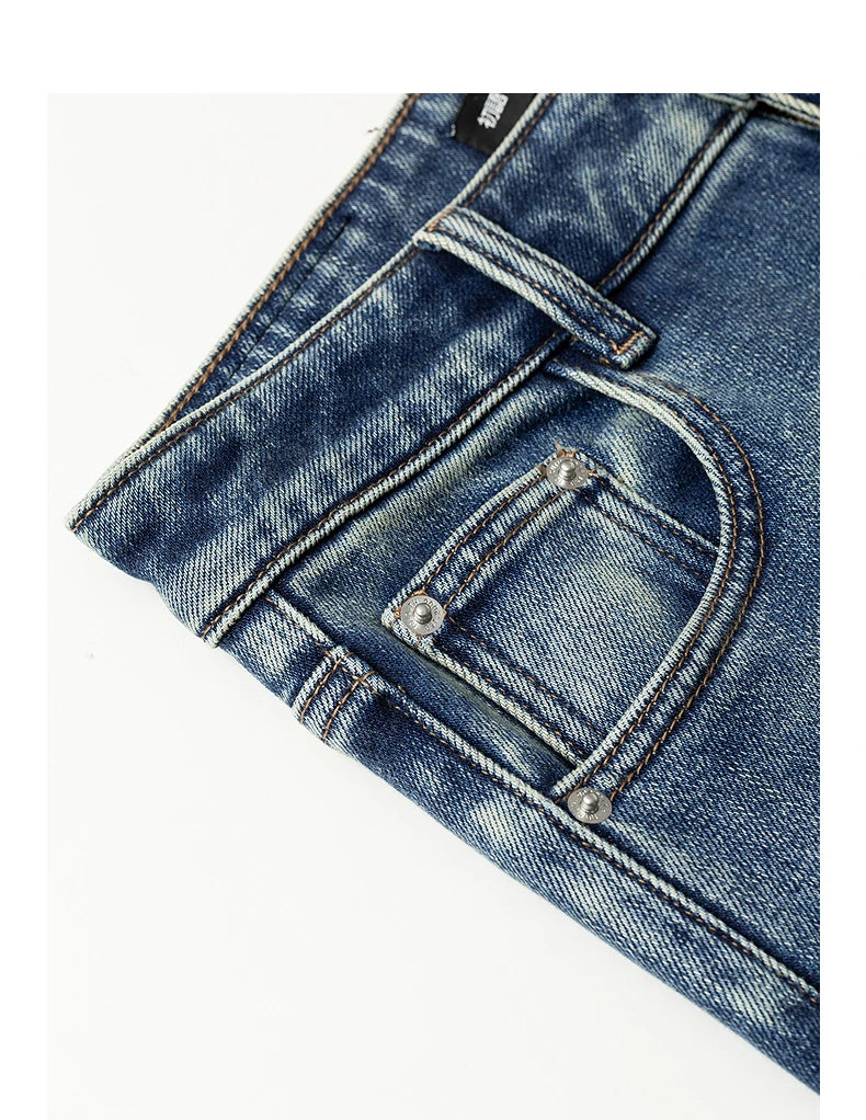 Damenjeans – Gerader Schnitt, gewaschener Vintage-Denim, Fleece-Futter und Lycra-Stretch