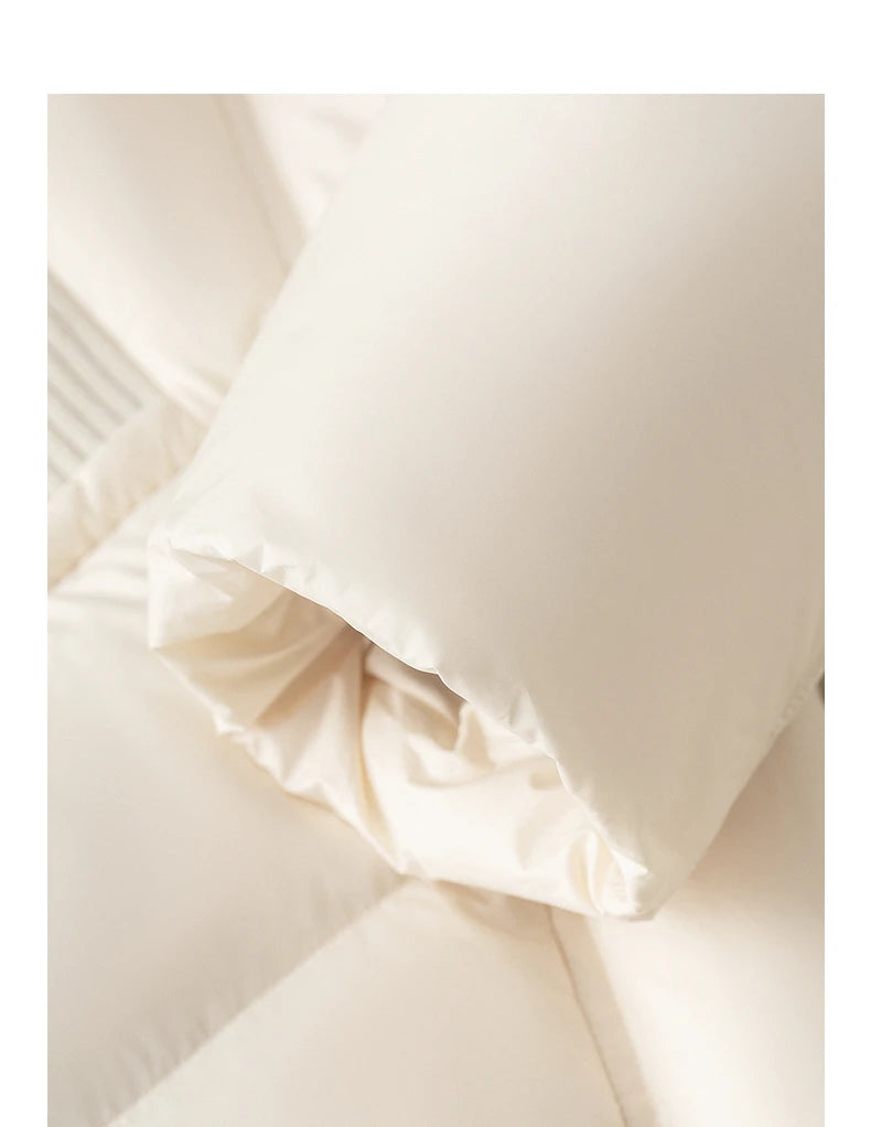 Women's Puffer Jacket – Feathers, Color-Block, Casual Style