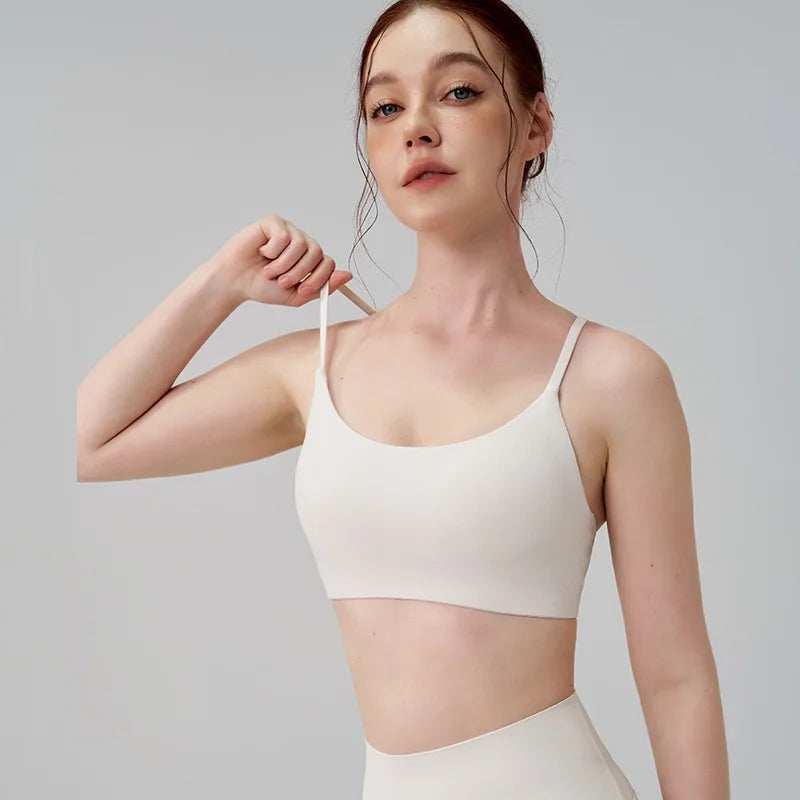 Brassière de sport à bretelles croisées, dos en U, avec coussinets poitrine