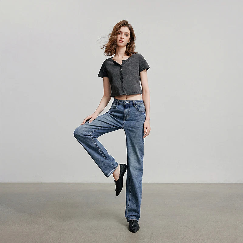 Jean long femme coupe droite