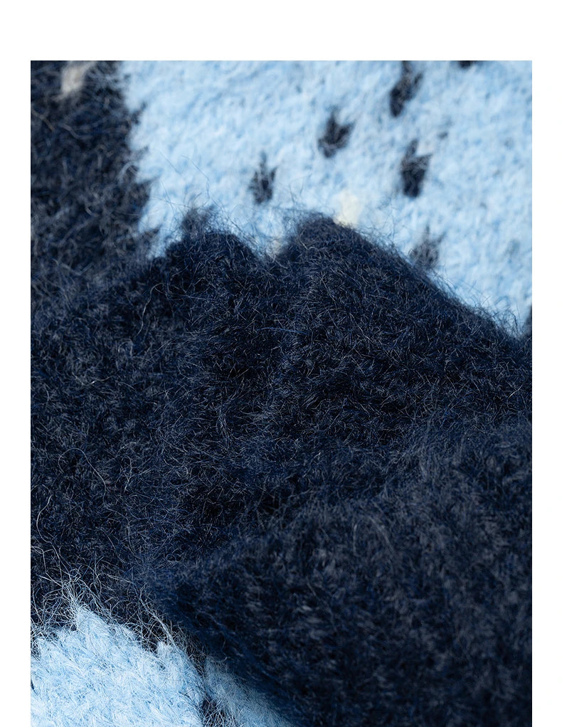 Pull-Manteau Femme – Style Nordique, Motif Argyle, Col V