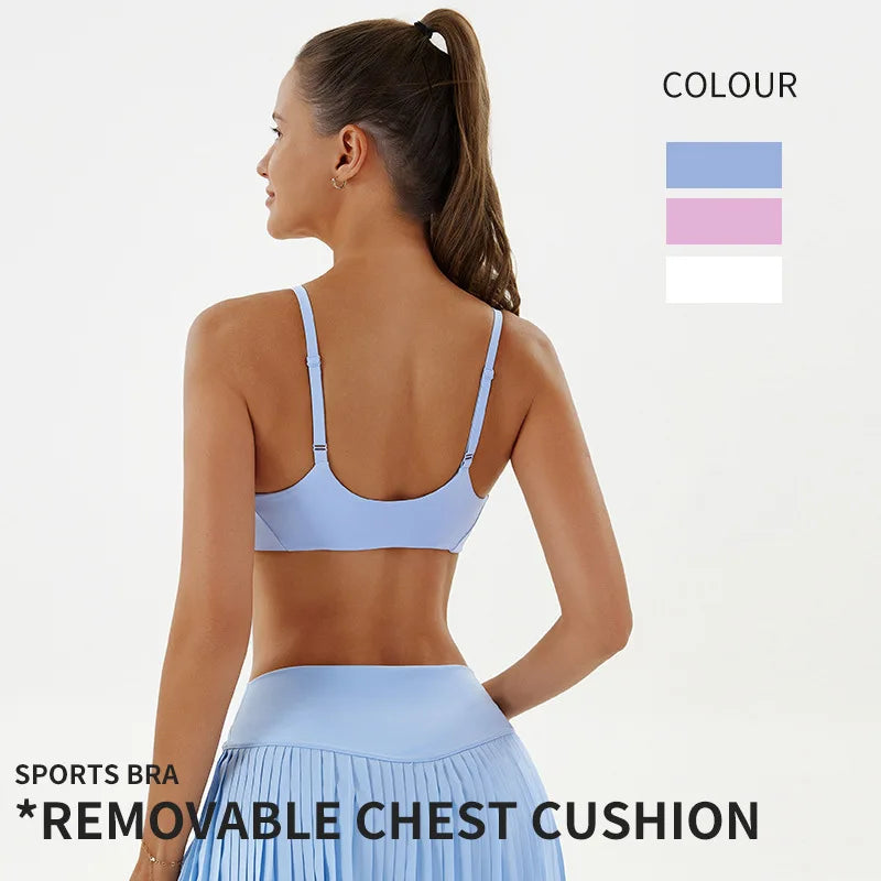 Brassière de sport unie femme avec coussinets amovibles