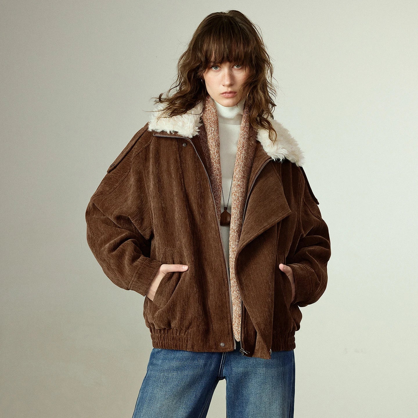 Veste Matelassée Femme – Style Nomade Rétro, Col Plush en Chenille, Chaleur Douce et Élégante