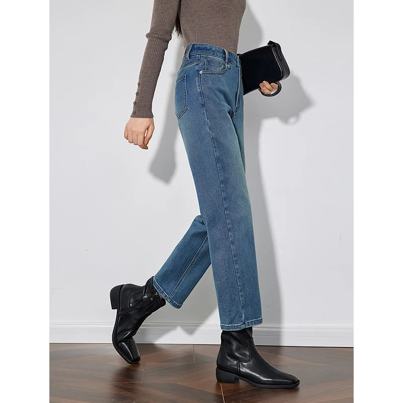 Jean femme mi‑mollet skinny coupe harem doublé chaud