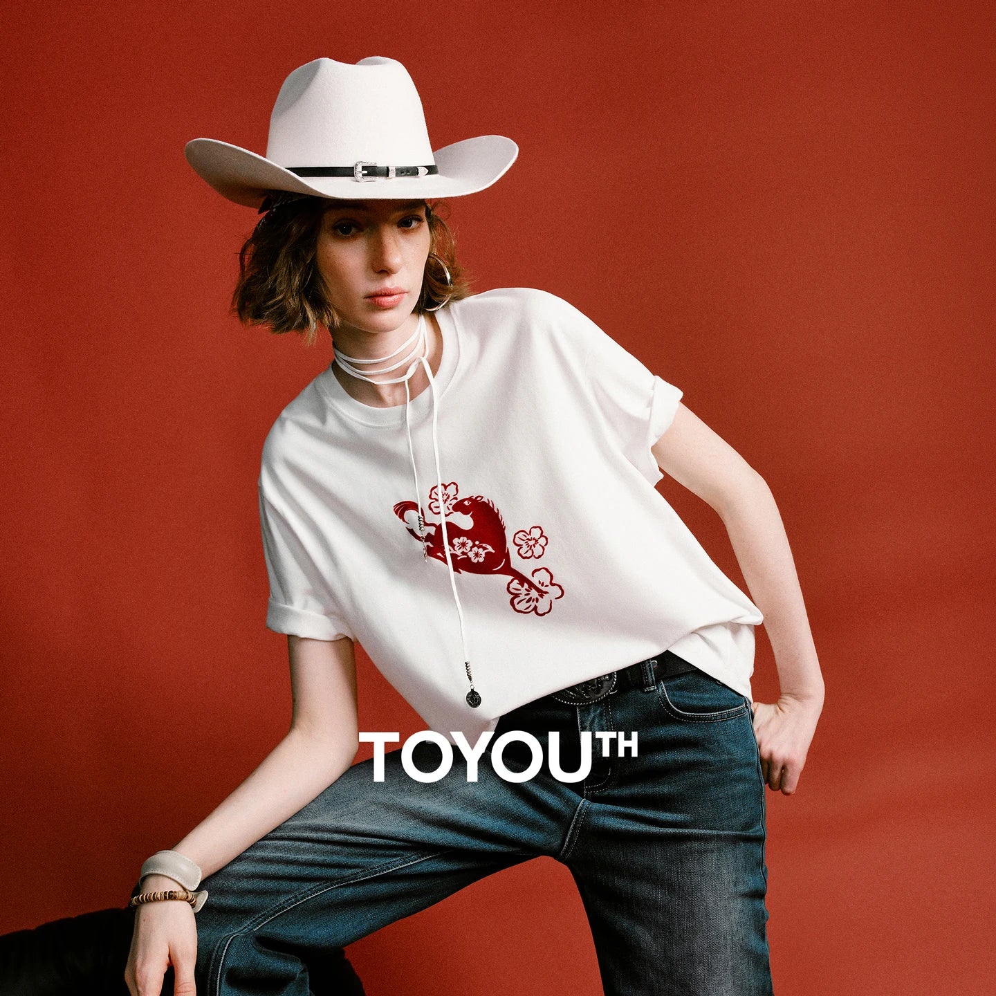 T-shirt Femme Coton Épais Haut de Gamme – Motif Cheval Élégant