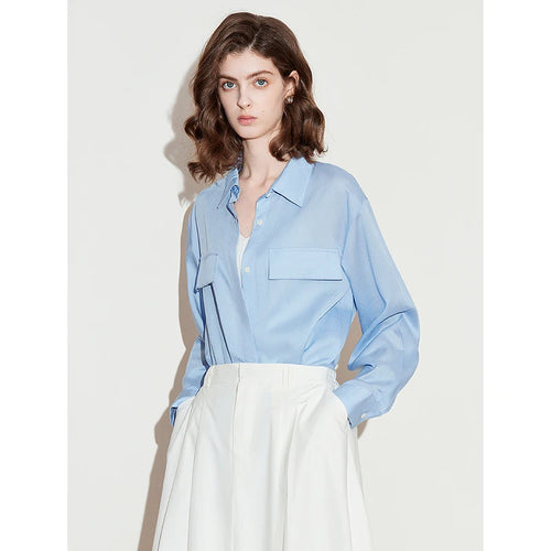 Women's long-sleeved shirt in Lyocell and Ramie