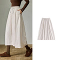 Jupe Midi Femme – Style Cocoon, Taille Élastique, Coupe A-line avec Fente Latérale