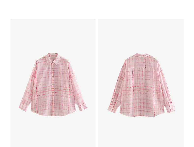 Chemise femme mi-longue imprimée – manches longues