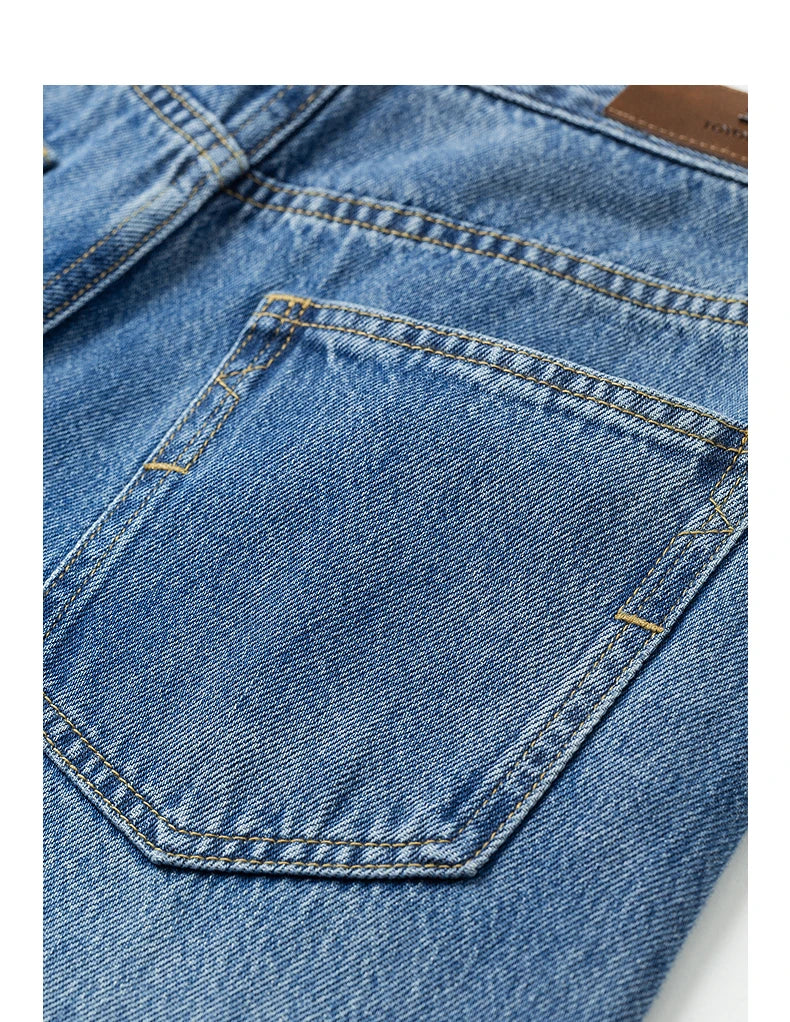 Jean femme coton pur coupe large style rétro longue