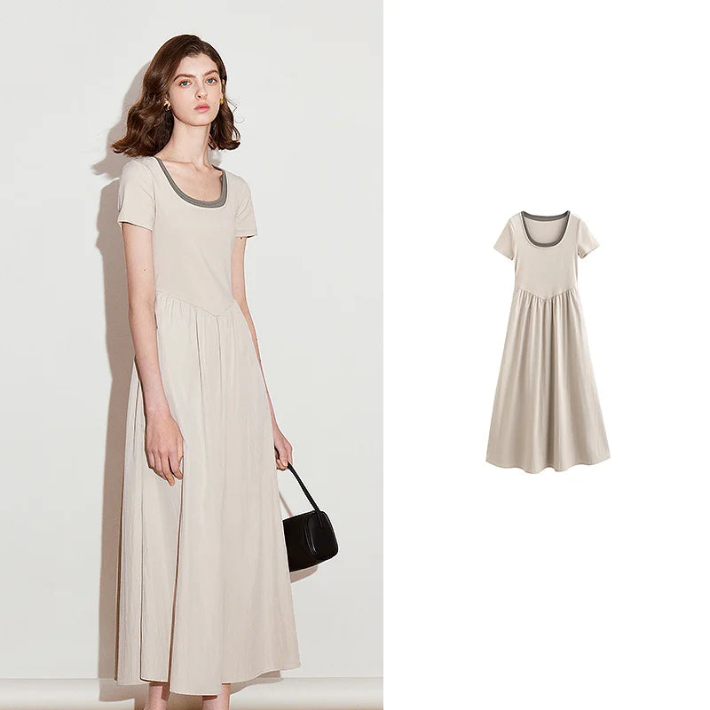 Women's slim-waisted dress with visible short sleeves