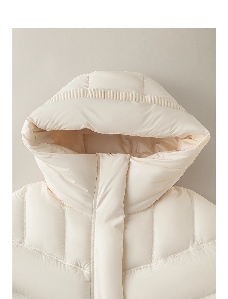 Women's Puffer Jacket – Feathers, Color-Block, Casual Style