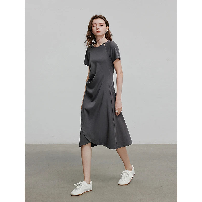 Robe femme mi-mollet été A-Line ajustée en maille avec appliqués