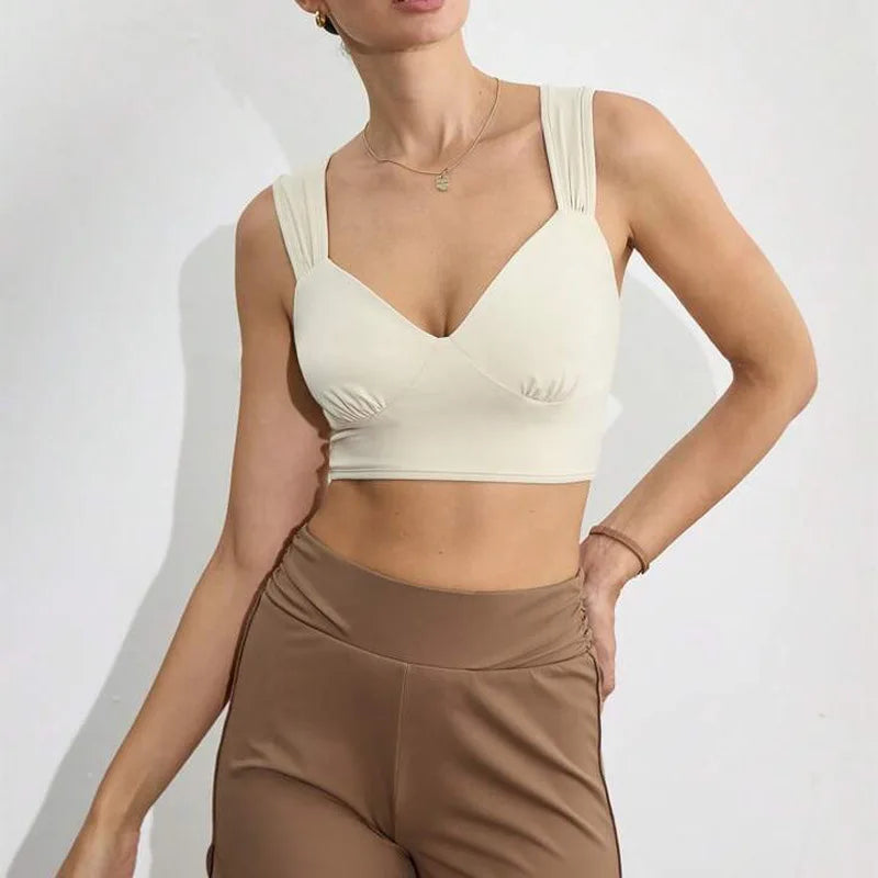 Sexy V-neck sports top with criss-cross straps