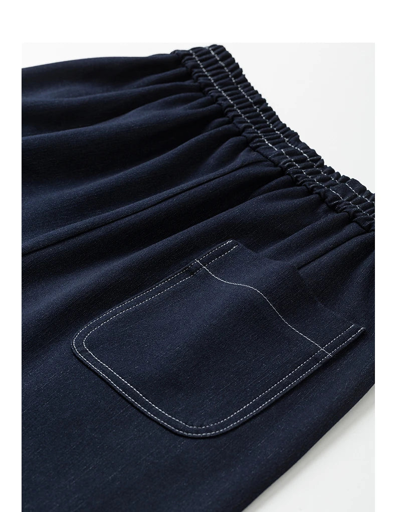 Jean femme taille élastique coupe droite large style banane