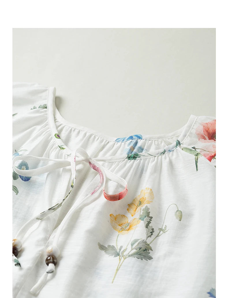 Chemise femme manches longues col rond imprimée style office