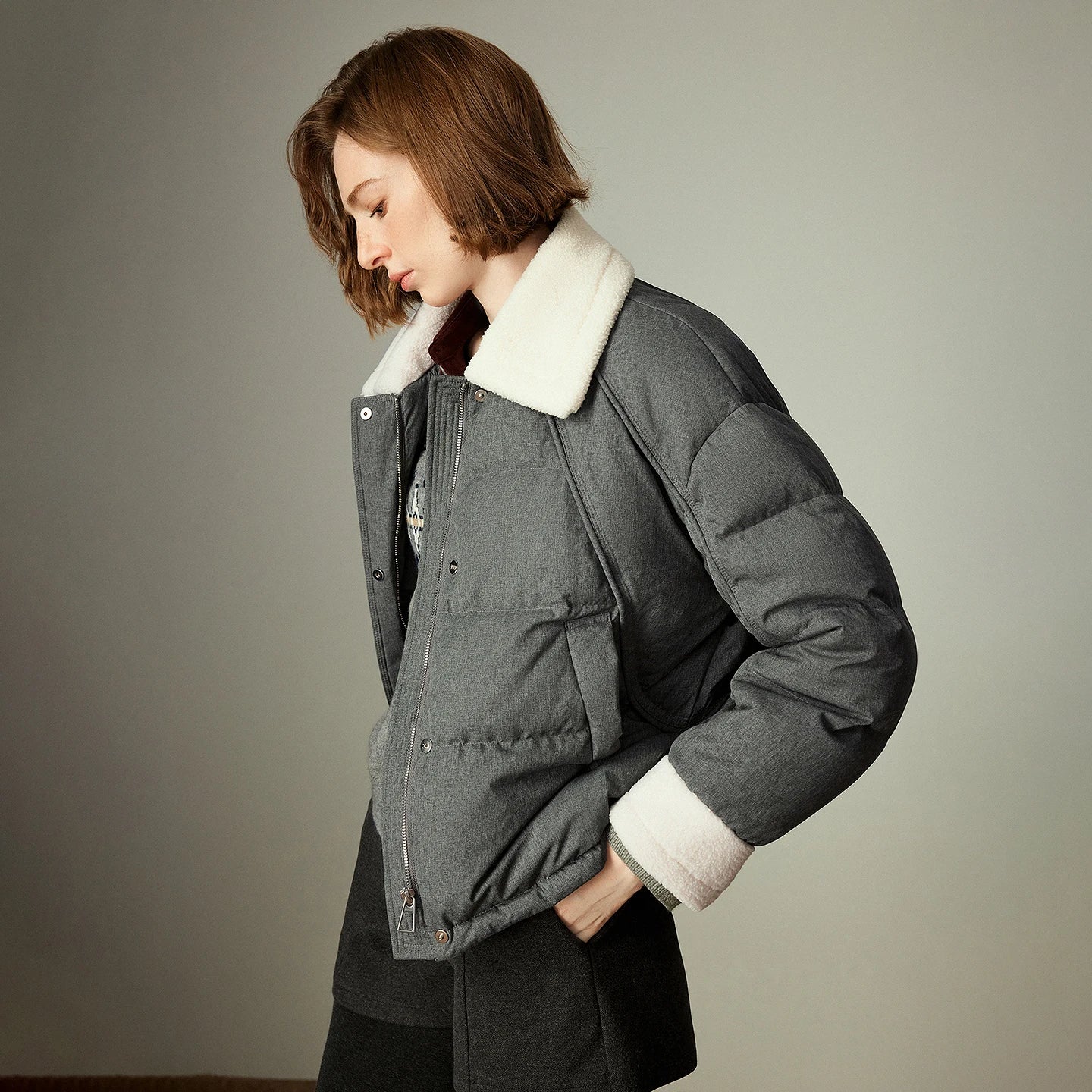 Doudoune Femme –Duvet, Design Color-block, Coupe Loose Chaude et Élégante