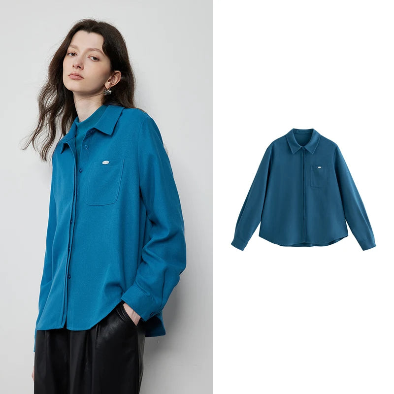 Chemise femme manches longues col classique avec poches casual