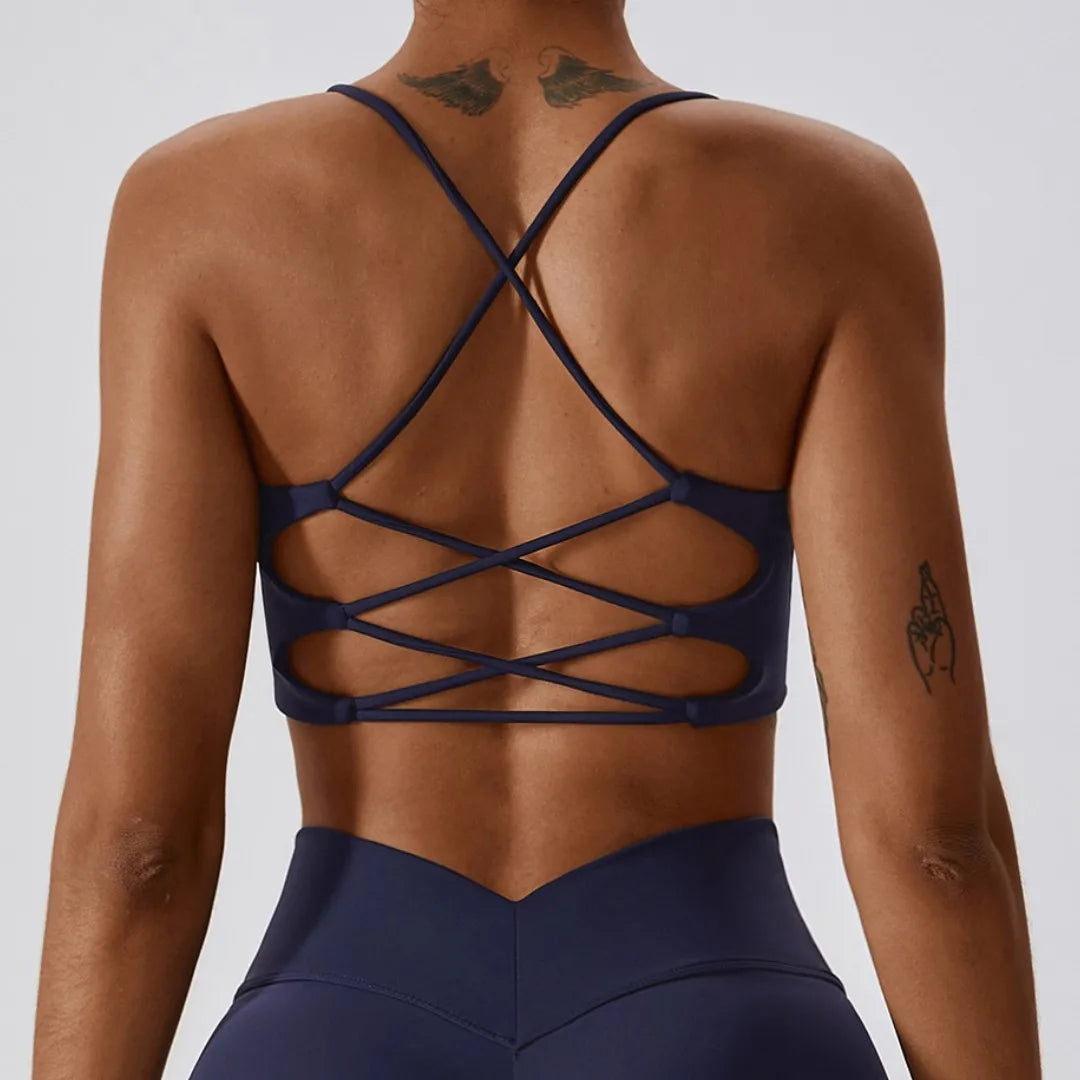 Brassière de sport femme dos croisé avec coussinets