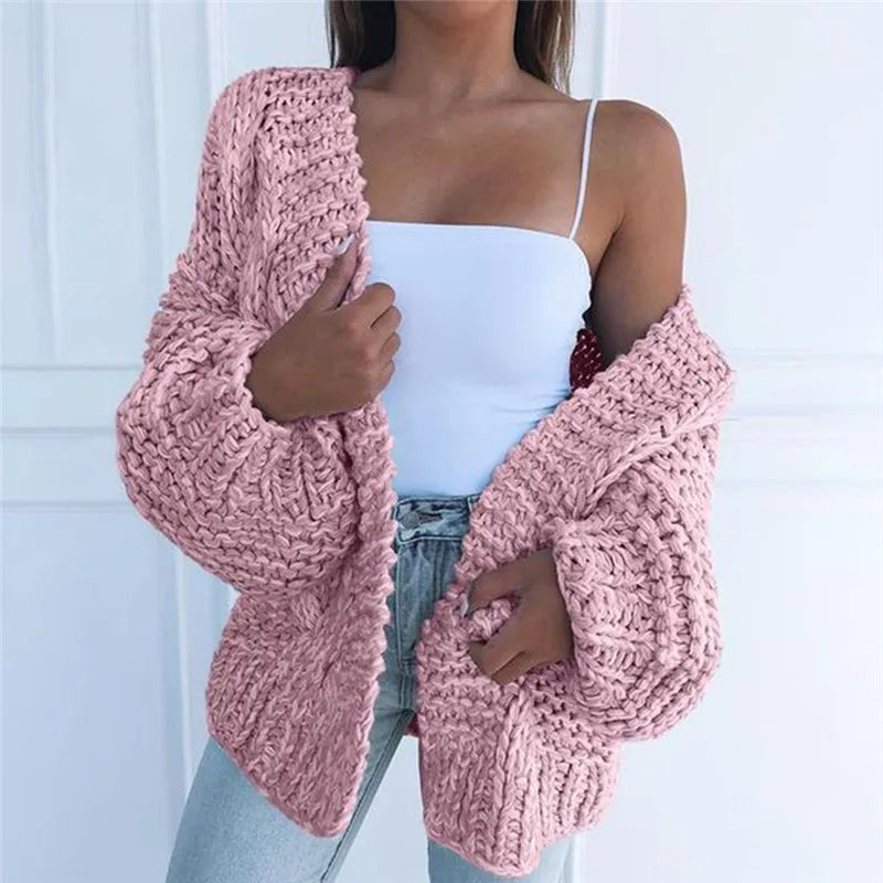 Cardigan long ajusté – Col en V, personnalisable