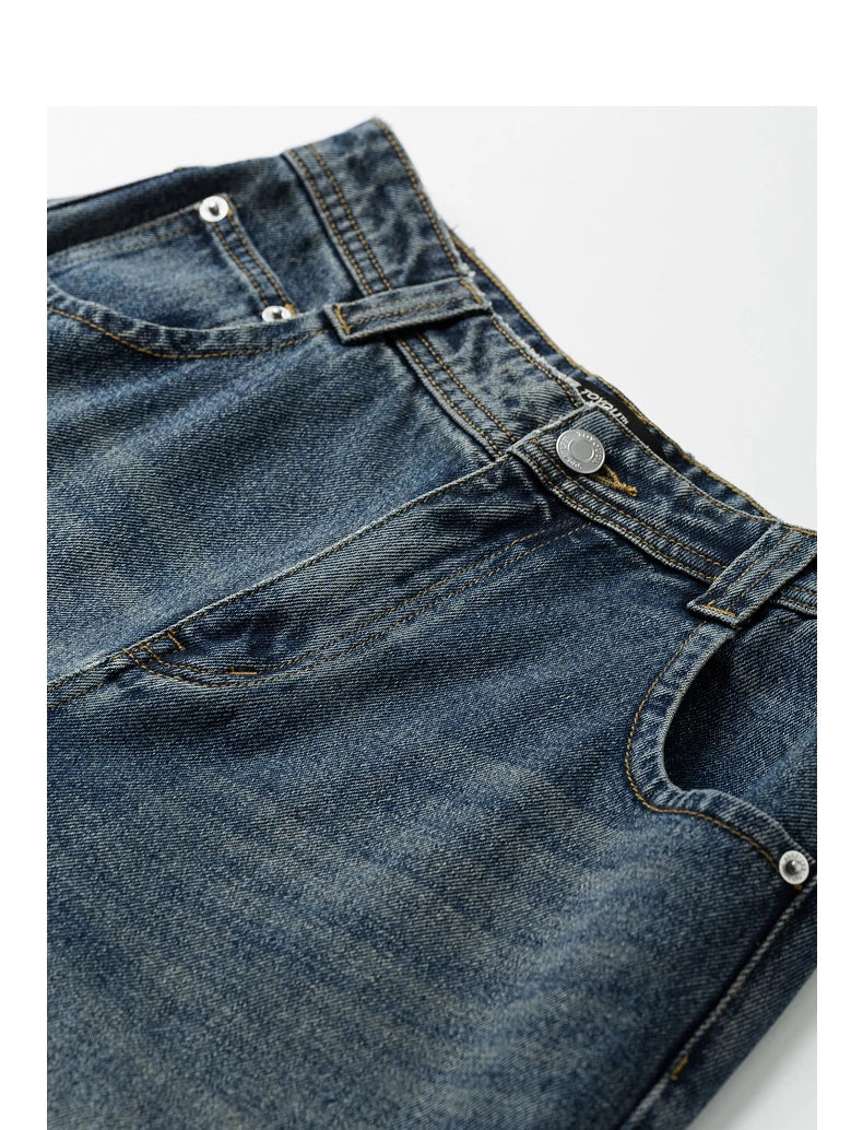 Jean femme taille mi‑haute coupe droite large longueur cheville