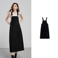 Damen-Wadenlanges Kleid, Frühling, Patchwork, ärmellos, eckiger Ausschnitt