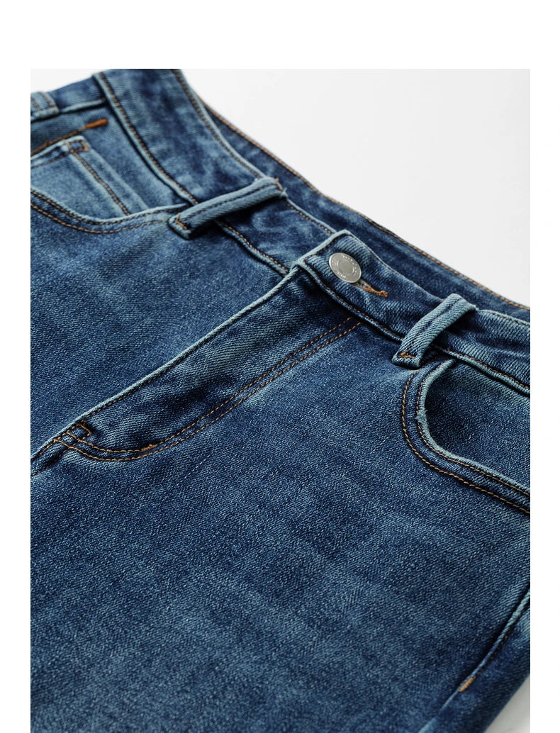 Jean femme doublé chaud taille mi-haute coupe droite large
