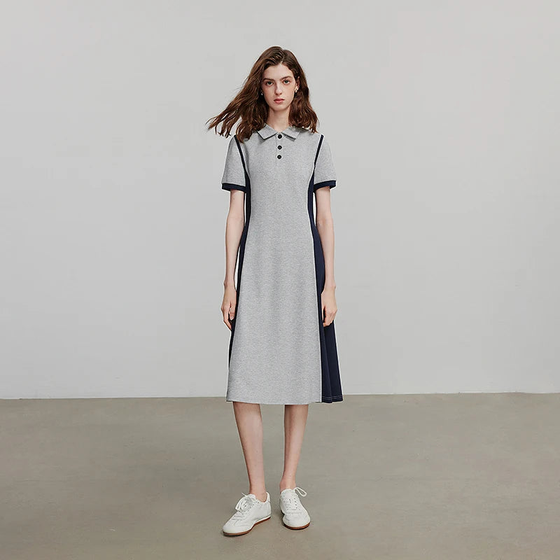 Damen-Sommerkleid mit kurzen Ärmeln und Paneelen im Urlaubsstil