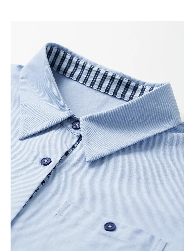Chemise rayée femme – col diagonal spliced, pur coton