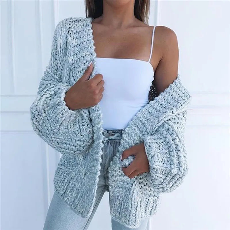 Cardigan long ajusté – Col en V, personnalisable