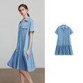 Robe femme genou été style office A-Line manches courtes