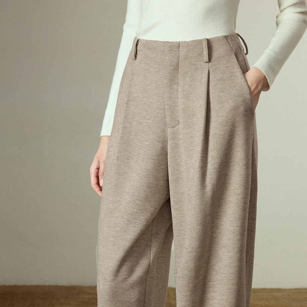 Pantalon Femme “Banana” Retro – Couleur Avoine, Pleine Longueur