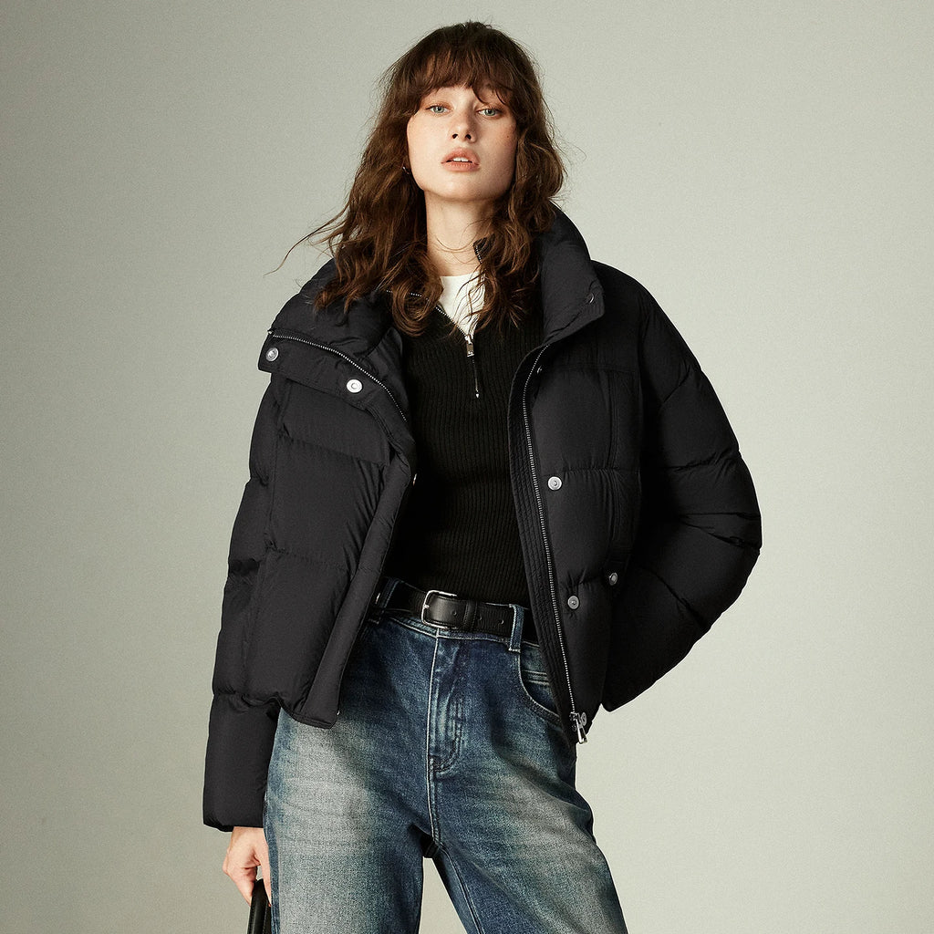 TOYOUTH Women's Down Jacket – Ultra-soft, High Neck, White Duck Feathers