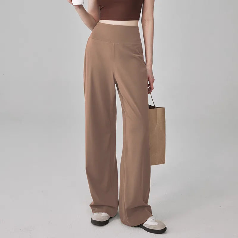 Pantalon de yoga femme taille haute extensible avec poches