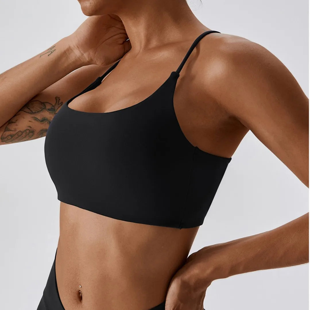 Brassière de sport femme dos croisé avec coussinets