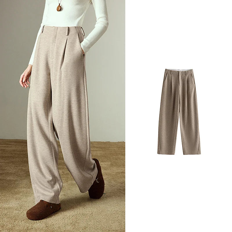 Pantalon Femme “Banana” Retro – Couleur Avoine, Pleine Longueur