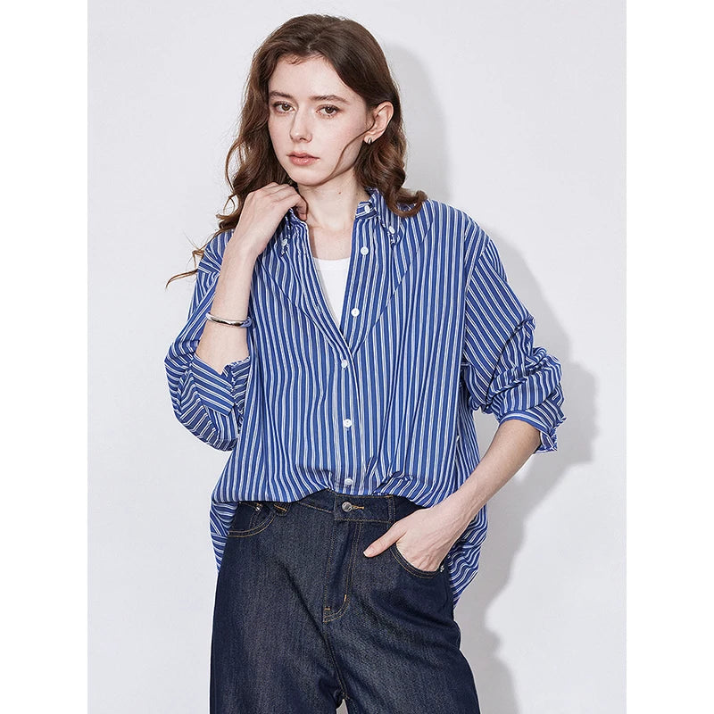 Chemise femme rayée col classique