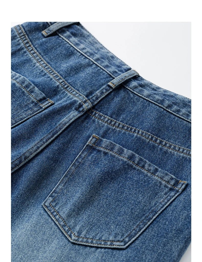 Jean femme taille haute coupe large motif tissé