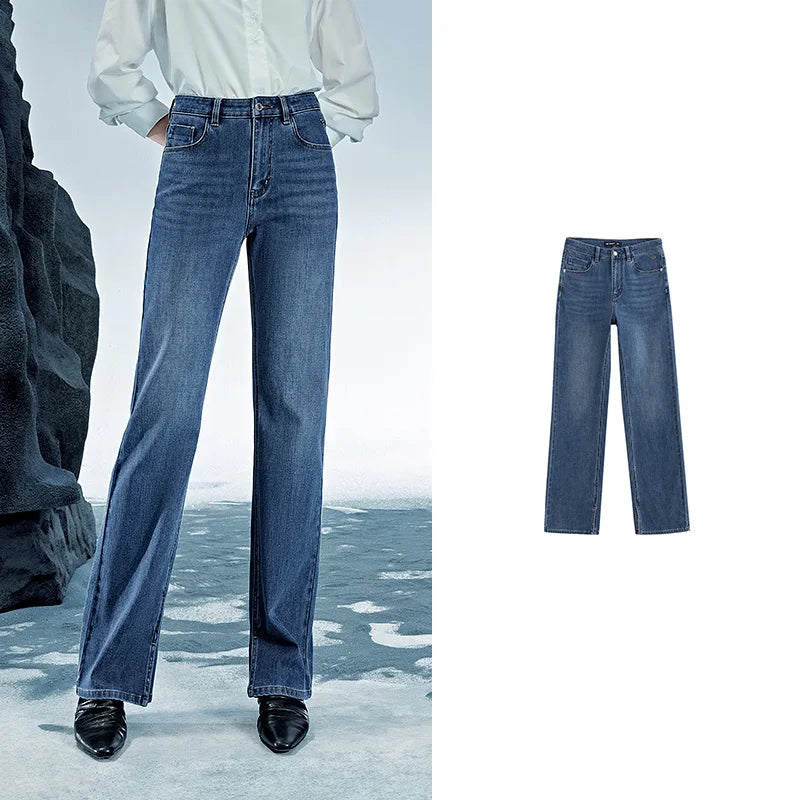 Jean femme taille basse coupe slim haute élasticité