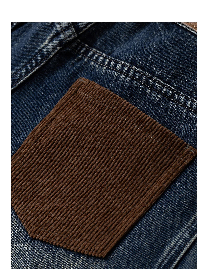 Jeans Femme – Jambe Large, Design Fendu, Contraste de Couleurs, Denim Structuré