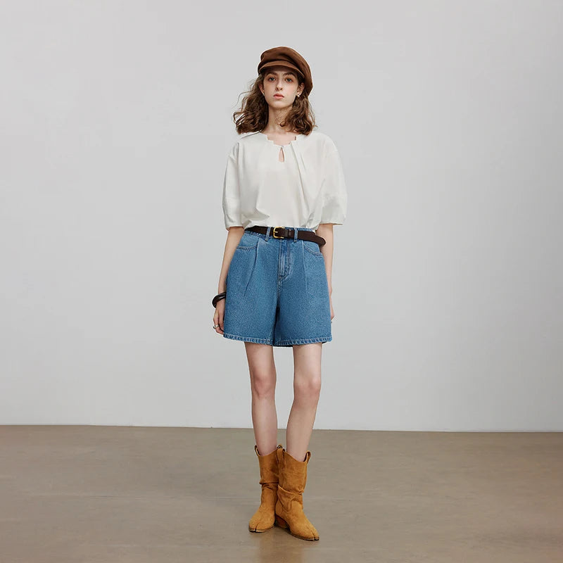 Chemise femme manches mi-longues en coton & lyocell