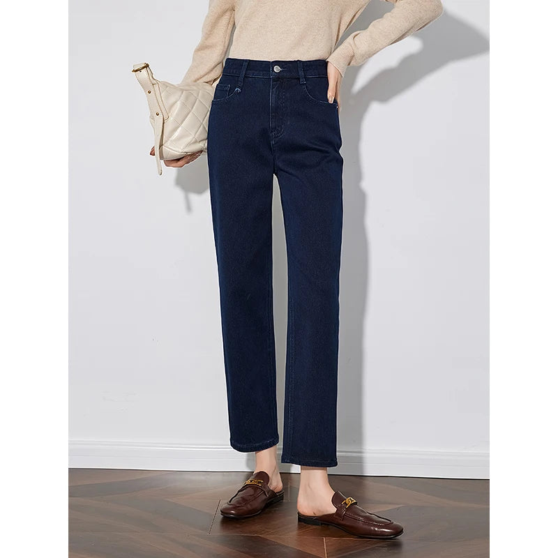 Jean femme mi‑mollet skinny coupe harem doublé chaud